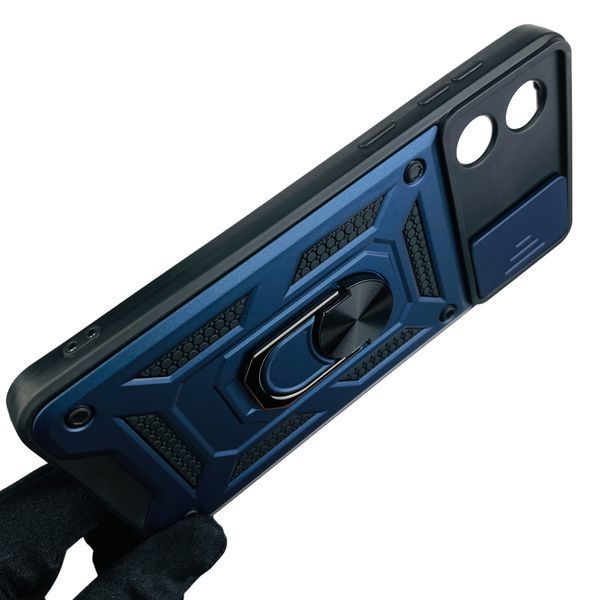 Чохол для Motorola E13 PAXT0034RS броньований з кільцем зі шторкою на камеру на моторола е13 темно-синій 0001643 фото