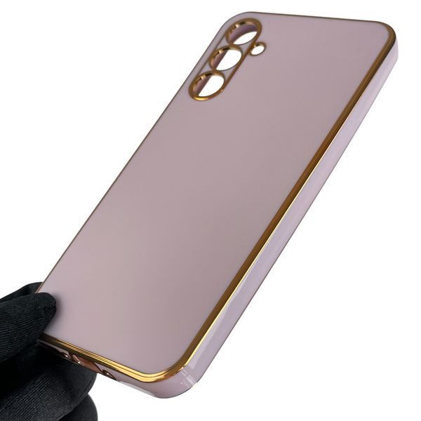 Чохол для Samsung Galaxy A34 5G SM-A346E глянсовий із золотою окантовкою із захистом камери на самсунг а34 бузковий 0000027 фото