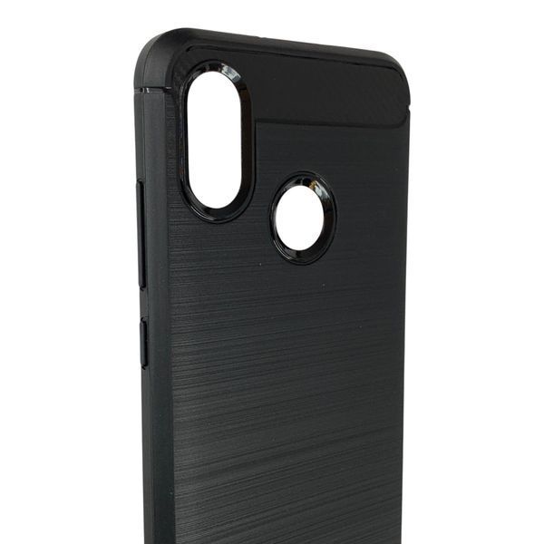 Чохол для телефона Xiaomi Mi 8 карбоновий протиударний з високими бортами чорний 0052277 фото