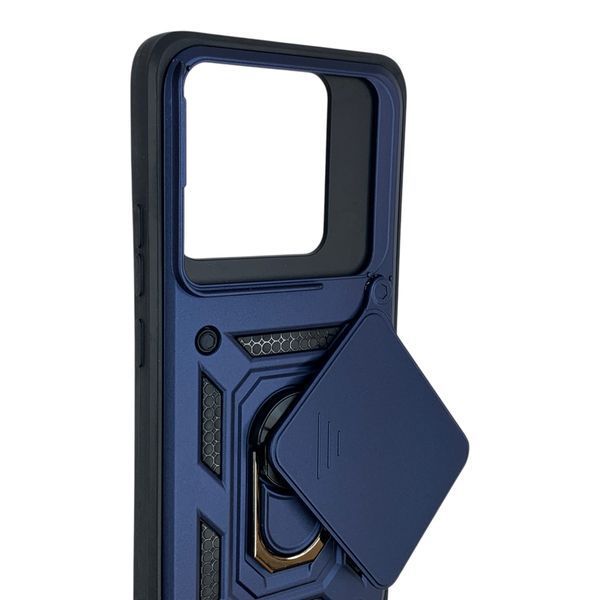 Чохол протиударний для Xiaomi 14T з магнітною пластиною зі шторкою на камері синій 0050786 фото