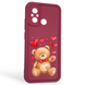 Чохол силіконовий оригінальний Soft Touch з 3D принтом милий ведмедик для Xiaomi Redmi 11A бордовий (Повний захист камери) 0043915 фото 1