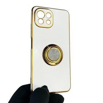 Чехол для Xiaomi Mi 11 Lite 5G NE с кольцом-подставкой с золотой окантовкой на ми 11 лайт не белый gs1 0021162 фото