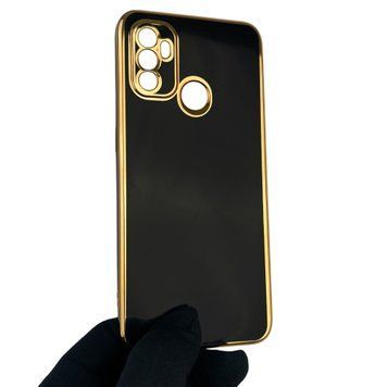 Чехол для OPPO A32 с защитой камеры с золотой окантовкой на оппо а32 черный gs1 0020116 фото