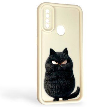 Чехол силиконовый Soft Touch с 3D принтом злой котик для Oppo A31 молочный (Полная защита камеры) 0046949 фото