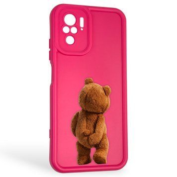 Чехол силиконовый оригинальный Soft Touch с 3D принтом смешного теда мишки для Xiaomi Poco M5s малиновый (Полная защита камеры) 0048968 фото