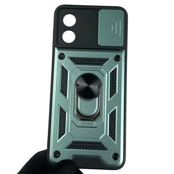 Чехол для Motorola Moto E13 (PAXT0034) бронированный с кольцом-держаталем со шторкой на моторола мото E13 зеленый rg1 0013458 фото