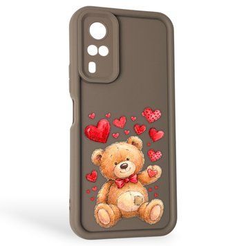 Чехол силиконовый Soft Touch с 3D принтом милый мишка для Vivo Y53S коричневый (Полная защита камеры) 0044946 фото