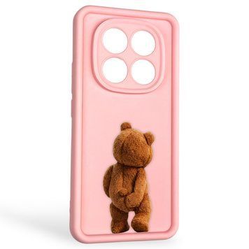 Чехол силиконовый оригинальный Soft Touch с 3D принтом смешного теда мишки для Xiaomi Redmi Note 14 Pro 5G розовый (Полная защита камеры) 0049068 фото