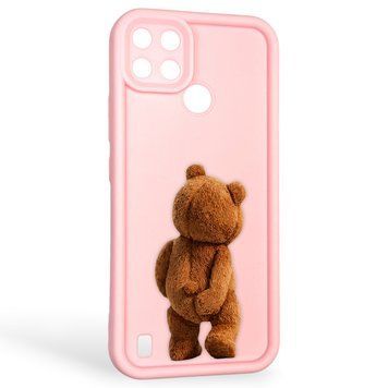 Чохол силіконовий оригінальний Soft Touch з 3D принтом кумедний тед ведмідик для Realme C21Y рожевий (Повний захист камери) 0048516 фото