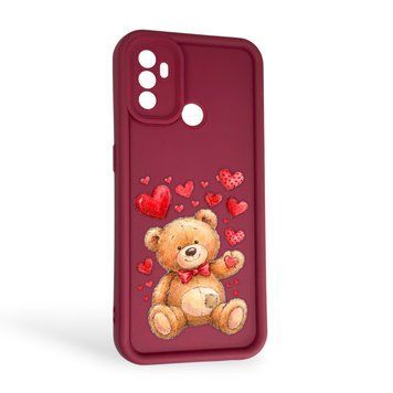 Чехол силиконовый Soft Touch с 3D принтом милый мишка для OPPO A32 бордовый (Полная защита камеры) 0045052 фото