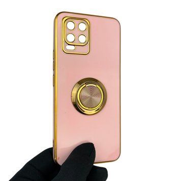 Чехол для Realme 8 Pro с кольцом-подставкой с золотой окантовкой на реалми 8 про пудровый gs1 0021030 фото