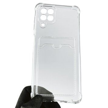 Чохол для Samsung Galaxy M22 4G SM-M225F з бронь кутами з кишенею для візиток карток k-pop на самсунг м22 4г прозорий 0000278 фото