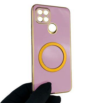 Чехол для OPPO A15 с кольцом MagSafe с золотой окантовкой на оппо а15 черничный gs1 0022179 фото