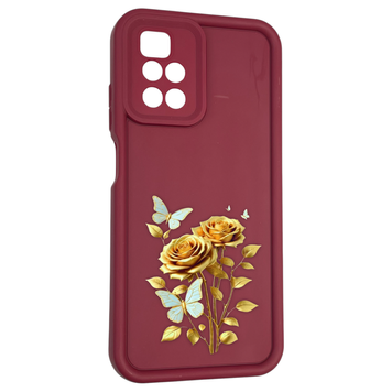 Чехол силиконовый Soft Touch с 3D принтом женским для Xiaomi Redmi 10 бордовый (Полная защита камеры) 0042874 фото