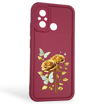 Чехол силиконовый Soft Touch с 3D принтом женским для Xiaomi Redmi 11A бордовый (Полная защита камеры) 0043174 фото