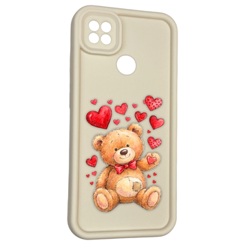 Чохол силіконовий оригінальний Soft Touch з 3D принтом милий ведмедик для Xiaomi Redmi 10A молочний (Повний захист камери) 0043728 фото