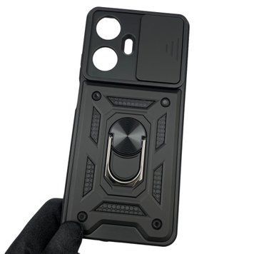 Чехол для Realme C55 бронированный с кольцом со шторкой на камеру на реалми с55 чёрный 0001745 фото