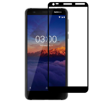 Защитное стекло для телефона Nokia 3.1 противоударное полноэкранное на нокиа 3.1 черное 0038220 фото