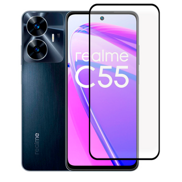 Защитное стекло для телефона Realme C55 противоударное полноэкранное на реалми с55 черное 0038273 фото