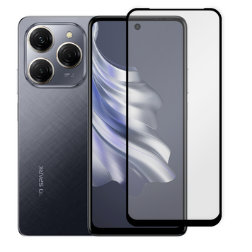 Захисне скло для телефона Tecno Spark 20 Pro (KJ6) протиударне повноекранне на техно спарк 20 про чорне 0038765 фото