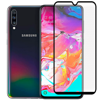 Защитное стекло МАТОВОЕ для телефона Samsung Galaxy A70 (SM-A705F) противоударное на самсунг а70 черное 0039046 фото