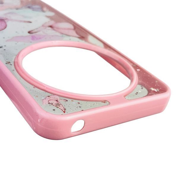 Чехол для Xiaomi Redmi 14C с блёстками с бабочками на сяоми редми 14с розовый 0037719 фото