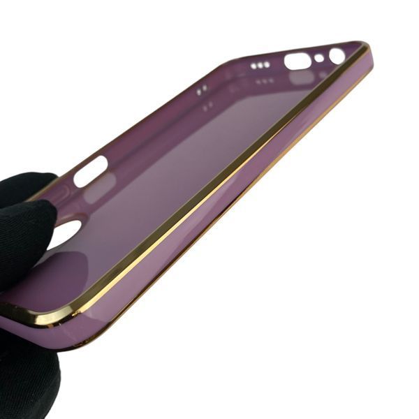 Чохол для OPPO A17k глянцевий з кільцем MagSafe із золотою окантовкою на оппо а17к чорничний gs1 0022728 фото