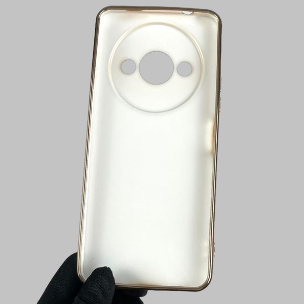 Чехол для Xiaomi Redmi A3 с золотой окантовкой с защитой камеры на сяоми редми а3 белый 0008239 фото