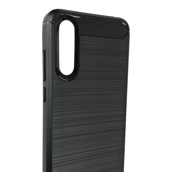 Чехол для телефона Xiaomi Mi 9 Lite карбоновый противоударный с высокими бортами черный 0052278 фото