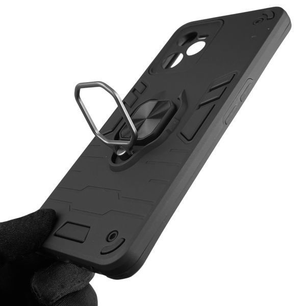 Чохол для телефона Realme C35 броньований з магнітним кільцем-тримачем на реалмі с35 чорний 0025688 фото