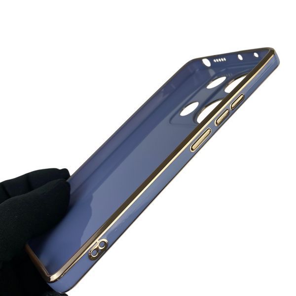 Чехол для Xiaomi POCO M6 Pro 4G с кольцом-подставкой с золотой окантовкой на поко м6 про синий gs1 0021238 фото