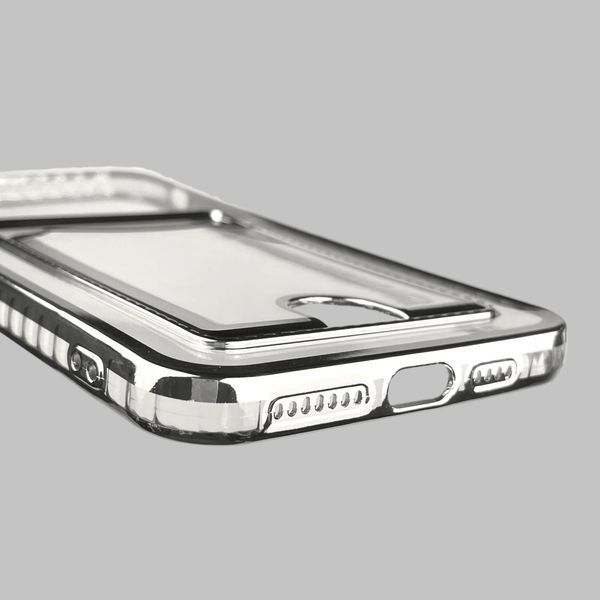 Чохол для Apple iPhone Xs Max зі срібною окантовкою з кишенькою для карток на айфон Хс Макс срібний 0013050 фото