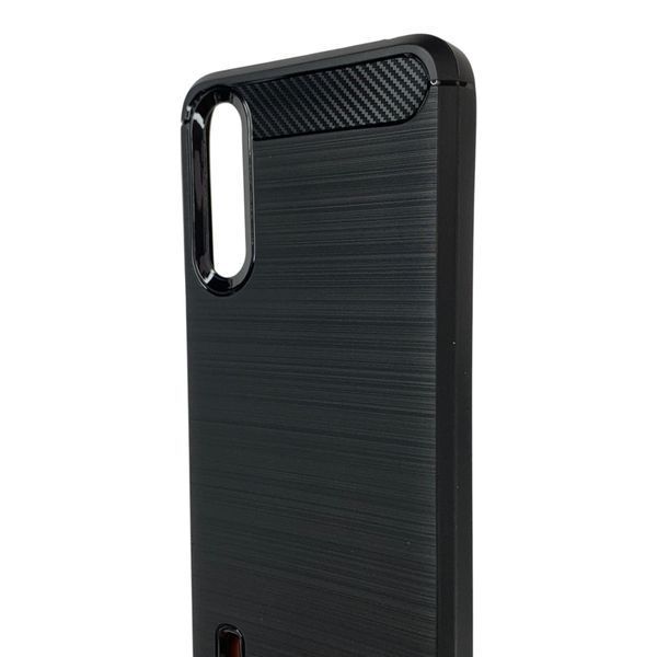 Чехол для телефона Xiaomi Mi 9 Lite карбоновый противоударный с высокими бортами черный 0052278 фото