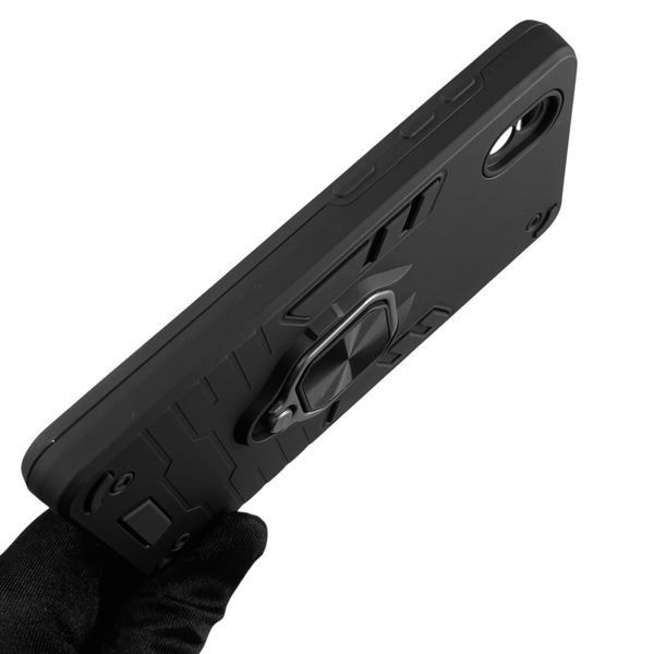 Чехол для телефона ZTE Blade A3 2020 бронированный с магнитным кольцом-держателем на зте блейд а3 2020 чёрный 0025830 фото