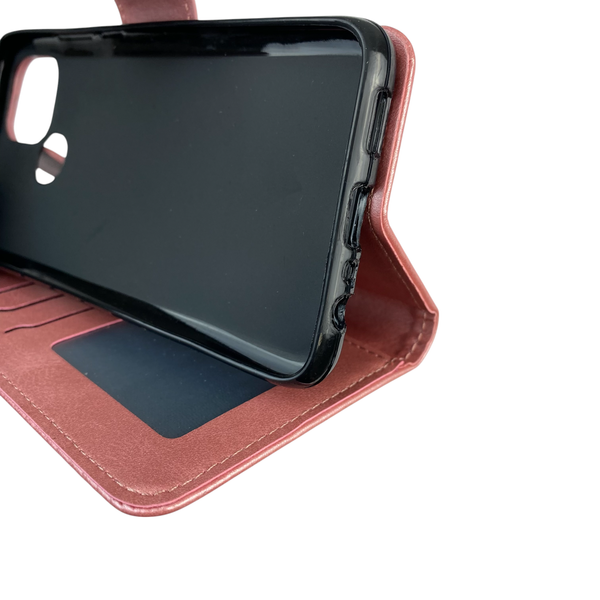 Чехол-книжка для телефона OPPO A15s кожанная с магнитной застежкой на оппо а15с розовая 0025461 фото