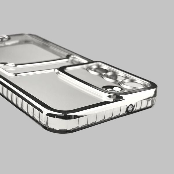 Чехол для Samsung Galaxy S22 (SM-S901B) с серебряной окантовкой с карманом для карт на самсунг с22 серебряный 0013103 фото