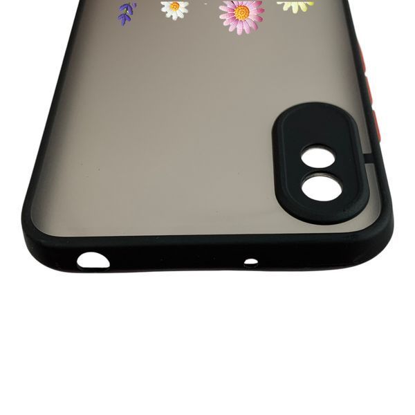 Чохол для телефона Xiaomi Redmi 9A с 3D принтом польові квіти із захистом камери чорний 0059296 фото
