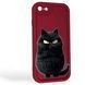 Чохол силіконовий Soft Touch з 3D принтом злого кота для Apple iPhone 8 бордовий (Повний захист камери) 0047224 фото 1