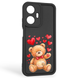 Чехол силиконовый оригинальный Soft Touch с 3D принтом милый мишка для Realme C55 черный (Полная защита камеры) 0043333 фото 1