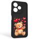 Чехол силиконовый оригинальный Soft Touch с 3D принтом милый мишка для Xiaomi Redmi 13 4G черный (Полная защита камеры) 0043670 фото 1