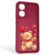 Чохол силіконовий Soft Touch з 3D принтом милий ведмедик для OPPO A78 4G бордовий (Повний захист камери) 0044996 фото 1