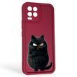 Чохол силіконовий Soft Touch з 3D принтом злого кота для Realme 8 Pro бордовий (Повний захист камери)