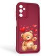 Чехол силиконовый Soft Touch с 3D принтом милый мишка для Samsung Galaxy A14 4G (SM-A145F) бордовый (Полная защита камеры) 0044782 фото