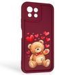 Чохол силіконовий Soft Touch з 3D принтом милий ведмедик для Xiaomi Mi 11 Lite 5G NE бордовий (Повний захист камери)
