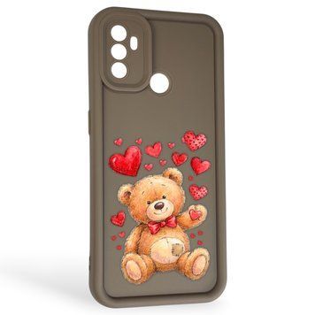 Чехол силиконовый Soft Touch с 3D принтом милый мишка для OPPO A32 коричневый (Полная защита камеры) 0045053 фото