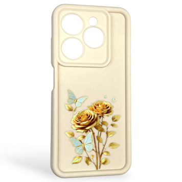 Чохол силіконовий Soft Touch з 3D принтом жіночим для Tecno Spark 20 молочний (Повний захист камери) 0042825 фото