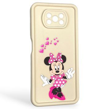 Чохол силіконовий оригінальний Soft Touch з 3D принтом чарівна мінні маус для Xiaomi Poco X3 Pro молочний (Повний захист камери) 0049905 фото