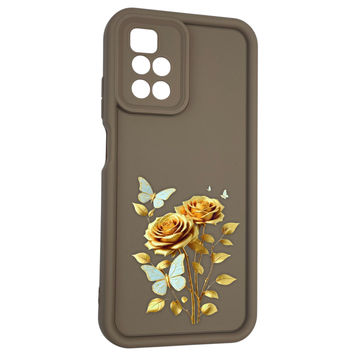 Чехол силиконовый Soft Touch с 3D принтом женским для Xiaomi Redmi 10 коричневый (Полная защита камеры) 0042875 фото