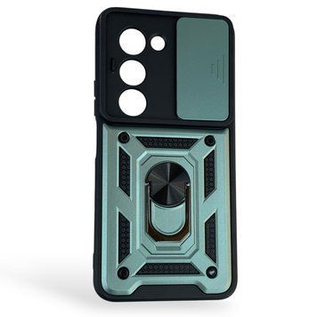 Чехол противоударный для Xiaomi Redmi 15 4G EU / UA с магнитной пластиной со шторкой на камере зеленый 0051054 фото