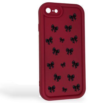 Чехол силиконовый Soft Touch с 3D принтом для Apple iPhone SE 2020 бордовый (Полная защита камеры) 0044673 фото